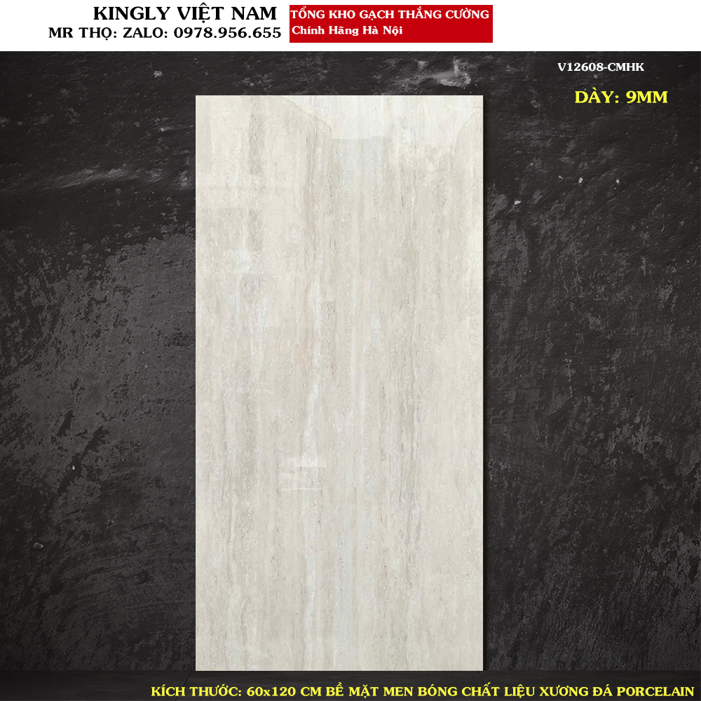 Gạch lát nền vân đá travertine 60x120 cm V12608